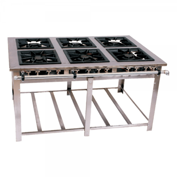 FOGÃO A GÁS MAXI INOX 6 QUEIMADORES MISTOS 3QD/3QS ESP FORNO - vENANCIO