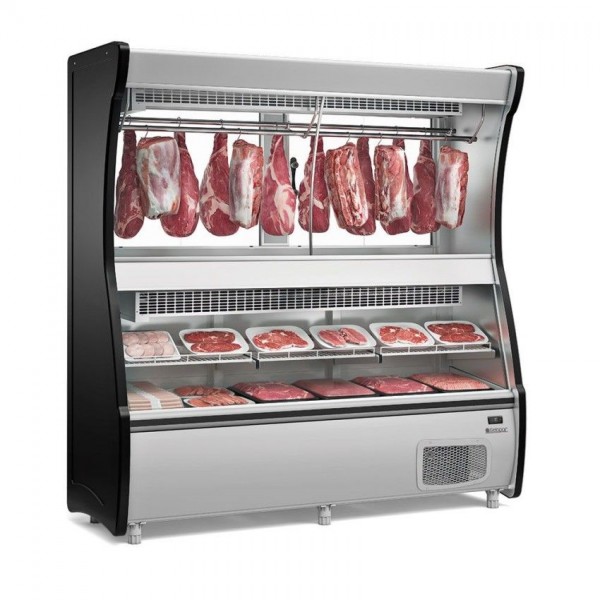 BALCÃO FRIGORÍFICO AÇOUGUE TRIPLEX -  2110mm- COM BANDEJAS- Atendimento - S/ Depósito  - 12 Bandejas-GEVD-210 PR