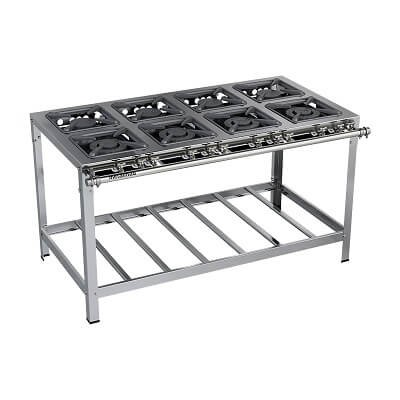 FOGÃO A GÁS EXTRA INOX 8 QUEIMADORES MISTOS 4QS/4QD ESP FORNO - VENANCIO