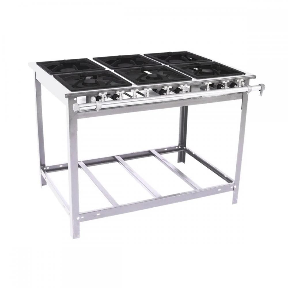 FOGÃO A GÁS EXTRA INOX 6 QUEIMADORES MISTO 3QD/3QS ESP FORNO CENTRAL - VENANCIO
