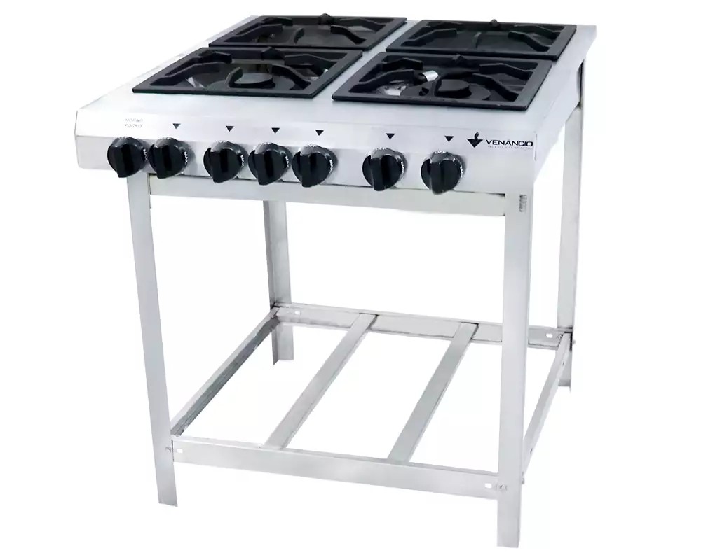 FOGÃO A GÁS EXTRA INOX 2 QUEIMADORES MISTOS 1QD/1QS COM PÉ ESP FORNO - VENANCIO