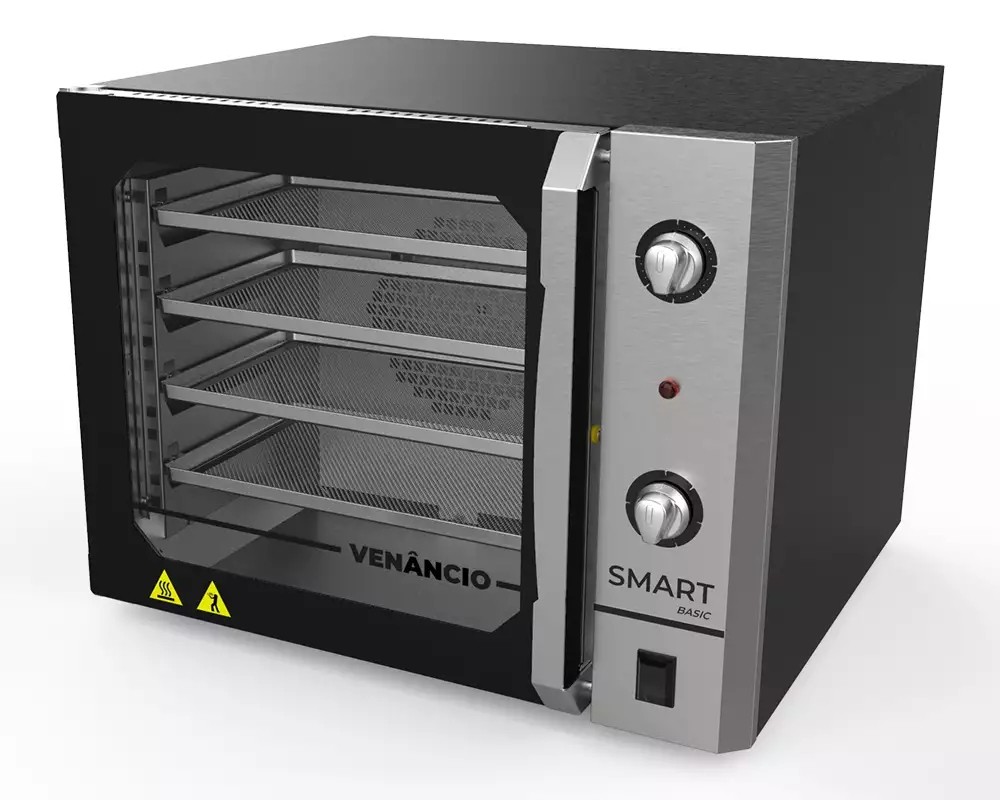 FORNO CONVECTOR SMART BASIC 4 EST ELÉTRICO GALV PRETO/PAINEL INOX ESC - VENANCIO