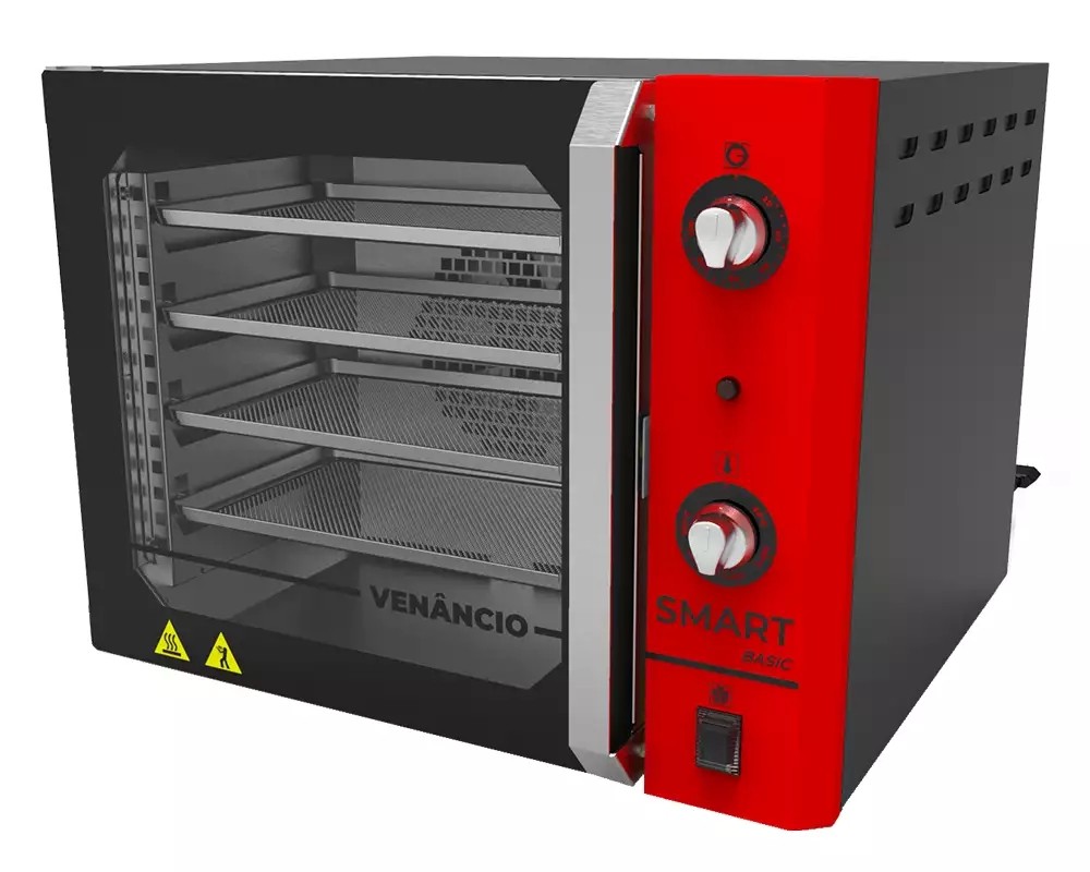 FORNO CONVECTOR SMART BASIC 4 EST ELÉTRICO INOX ESC/PAINEL GALV VERMELHO - VENANCIO
