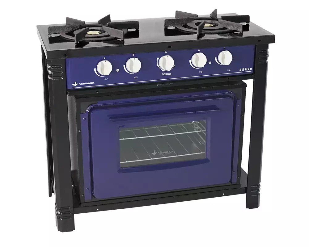 FOGÃO A GÁS BRAVO 2 QUEIMADORES ESP FORNO AZUL MANIP BRANCO - VENANCIO