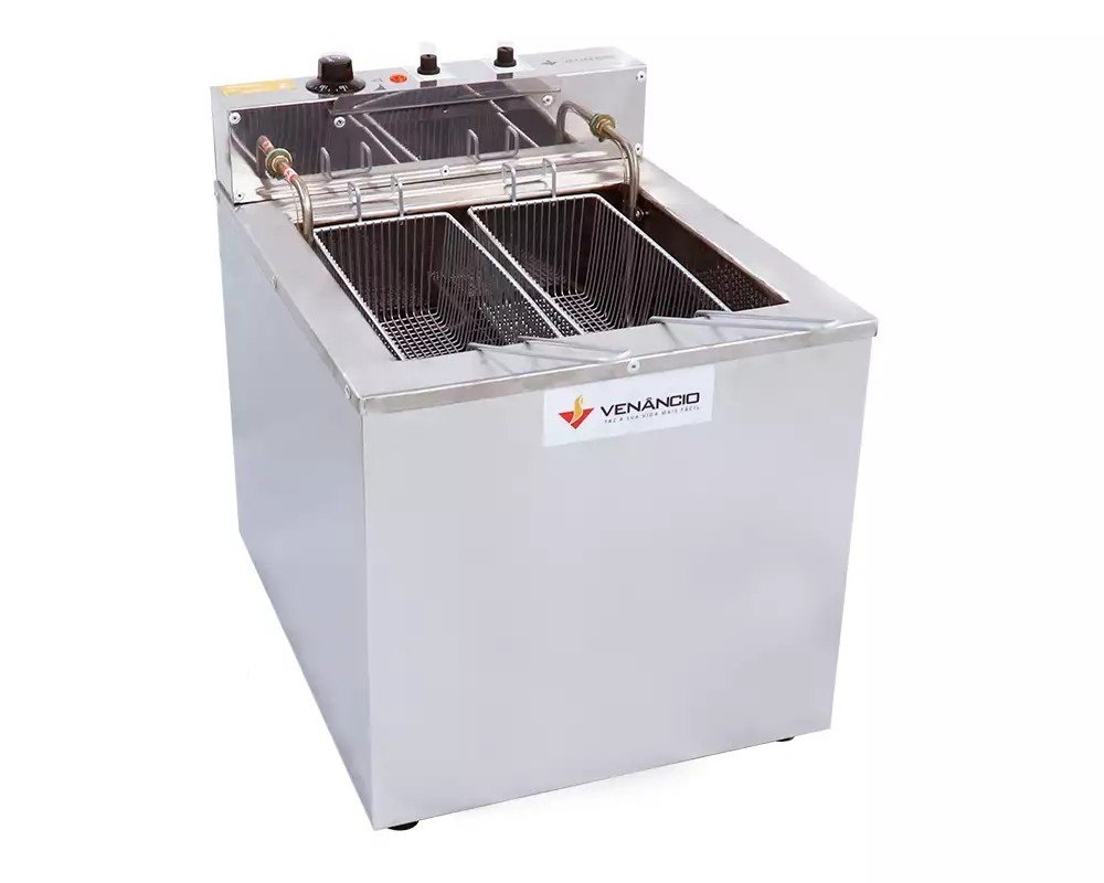 FRITADOR ELÉTRICO ÁGUA E ÓLEO 23 LITROS MESA COM 2 CESTOS - VENANCIO