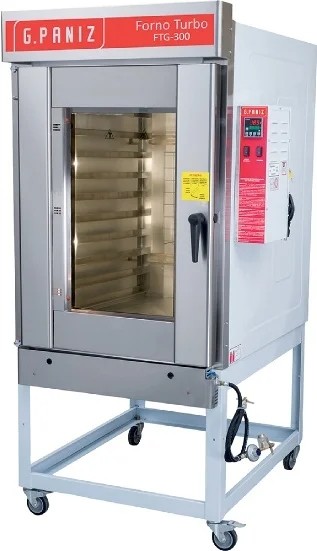 Forno Turbo Gás 10 esteiras 60 x 80 reguláveis total inox BIVOLT - G PANIZ