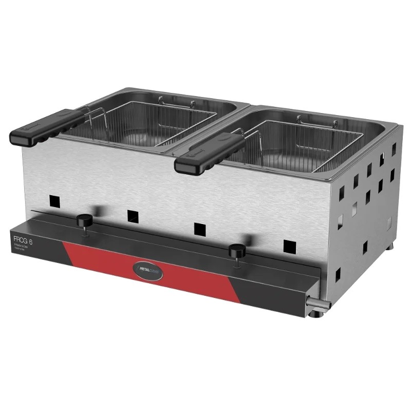 Fritador À Gás 2 cubas - 10 cm - alta pressão - 6 litros - FRCG 06 AP-  METALCUBAS