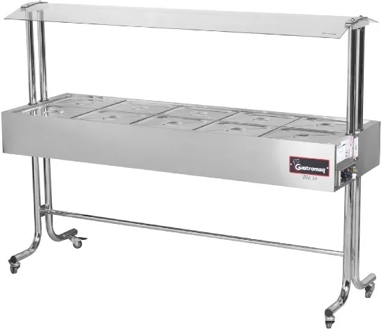 BTE 10 ST CR II
Balcão Térmico Standard 10 cubas - Estrutura Cromada - Tampa Inox - Salivador Inox - GASTROMAQ