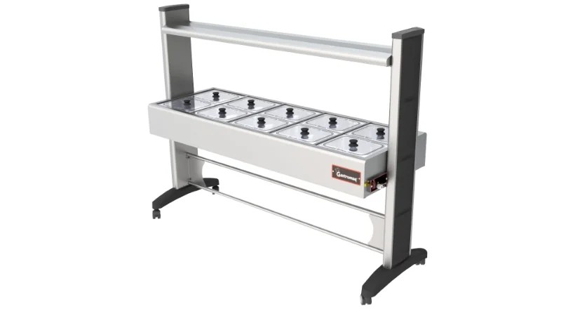 BTX 10 SL BR IV
Balcão termico Gelo X 8 cubas - Estrutura epóxi protetor salivar INOX / tampa VIDRO - GASTROMAQ