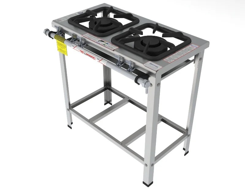 Fogão 2 Bocas dupla em linha grelha 30 x 30 perfil 7 INOX - FGI 32 LD - G PANIZ