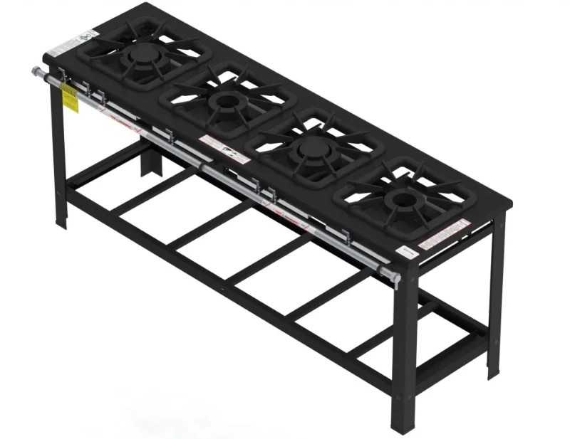 Fogão 4 Bocas Mistas em linha grelha 40 x 40 perfil 10 - FG 44 LM -  G PANIZ