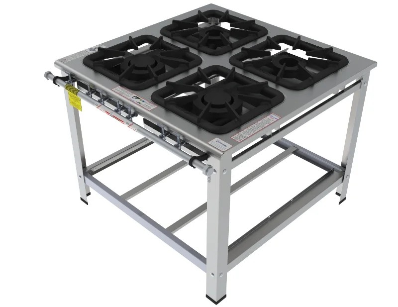 Fogão 4 Bocas Mistas de encosto grelha 40 x 40 perfil 10 INOX - FGI 44 EM - G PANIZ