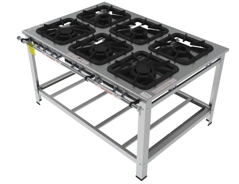 Fogão 6 Bocas Mistas de encosto grelha 40 x 40 perfil 10 INOX - FGI 46 EM - G PANIZ