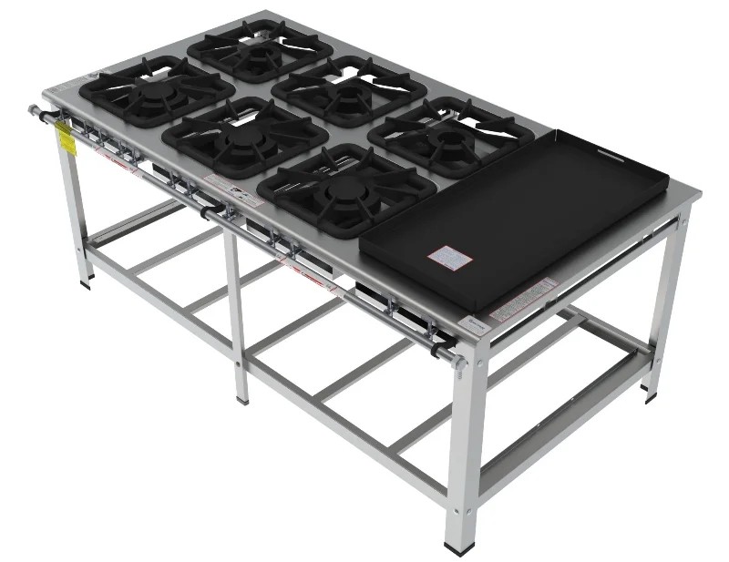 Fogão 6 Bocas Mistas de encosto c/chapa grelha 40 x 40 perfil 10 INOX - FGI 46 EM CH - G PANIZ