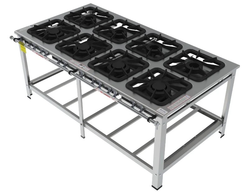 Fogão 8 Bocas Mistas de encosto grelha 40 x 40 perfil 10 INOX - FGI 48 EM - G PANIZ