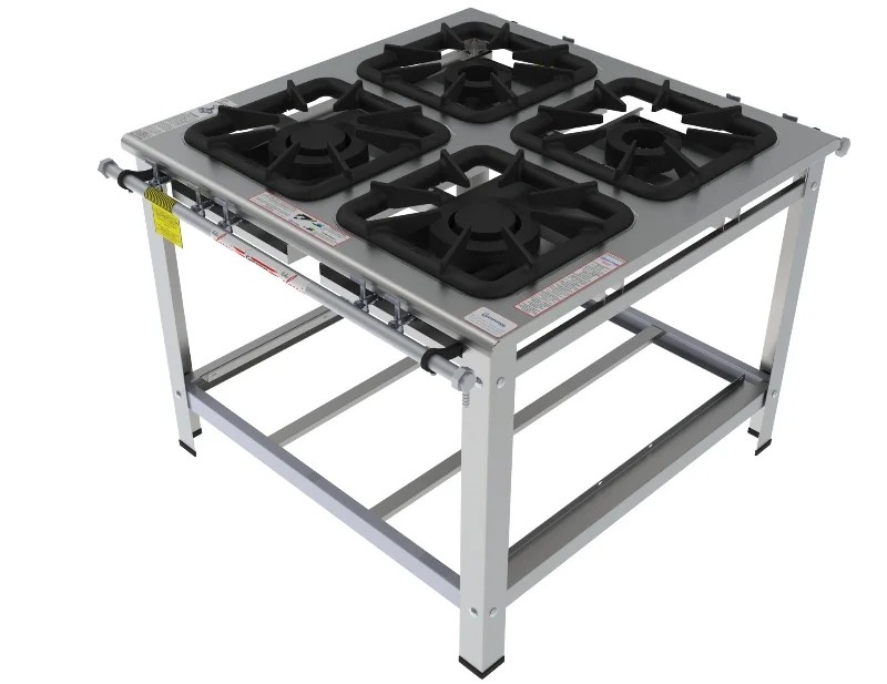 Fogão 4 Bocas Mistas de centro grelha 40 x 40 perfil 10 INOX -FGI 44 CM - G PANIZ