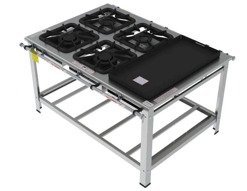 Fogão 4 Bocas Mistas de centro c/ chapa grelha 40 x 40 perfil 10 INOX - FGI 44 CM CH - G PANIZ