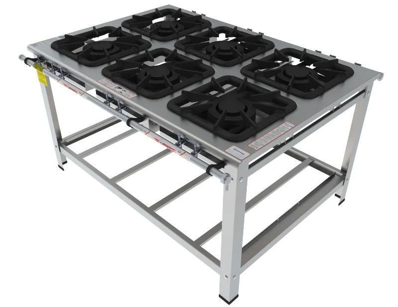 Fogão 6 Bocas Duplas de centro grelha 40 x 40 perfil 10 INOX - FGI 46 CD - G PANIZ