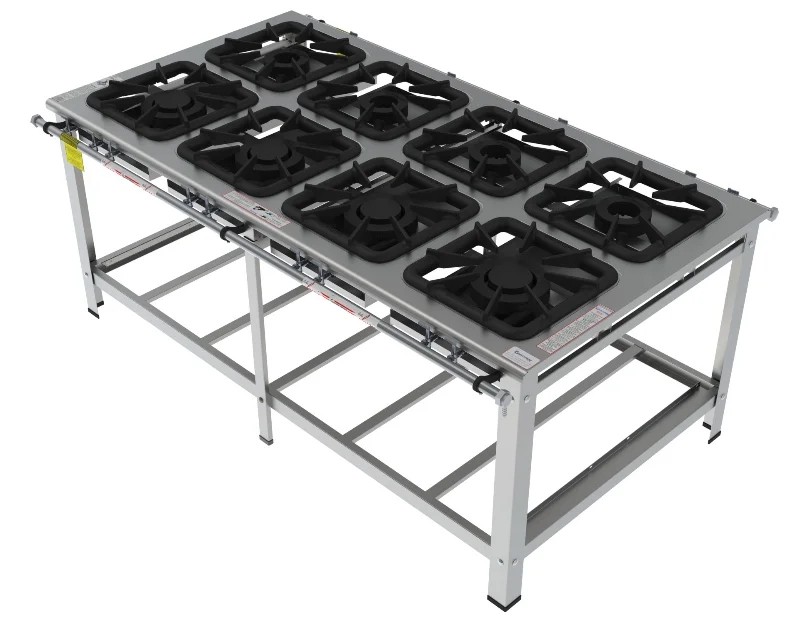 Fogão 8 Bocas Mistas de centro grelha 40 x 40 perfil 10 INOX - FGI 48 CM - G PANIZ
