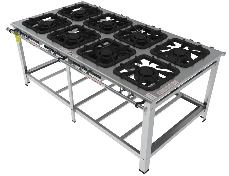 Fogão 8 Bocas Duplas de centro grelha 40 x 40 perfil 10 INOX - FGI 48 CD - G PANIZ