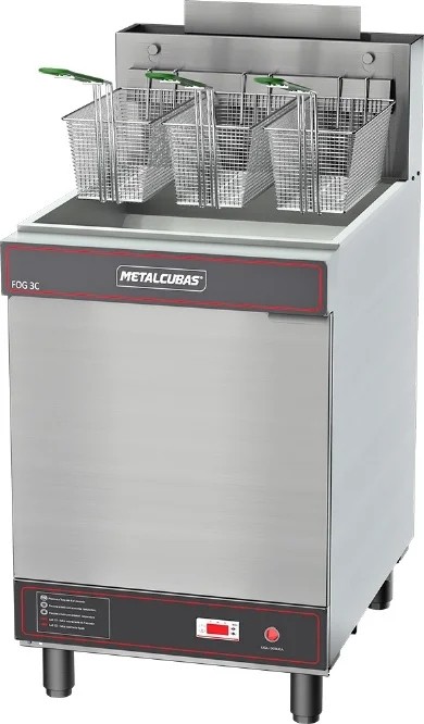 Fritador À Gás somente óleo 45 litro - 3 cestos - 4 queimadores - bivolt - FOG 3 C-  METALCUBAS