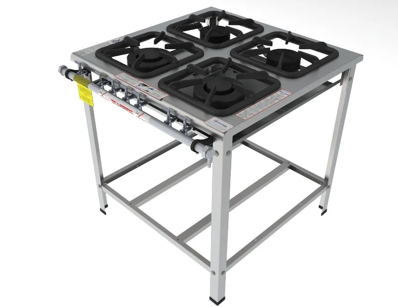 Fogão 4 Bocas mistas de encosto grelha 30 x 30 perfil 7 INOX - FGI 34 EM - G PANIZ