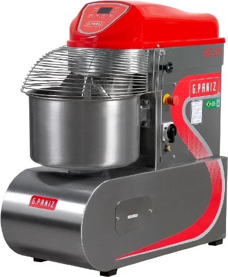 Amassadeira Espiral 25 kg de massa trifásica 2 velocidades inox - G PANIZ