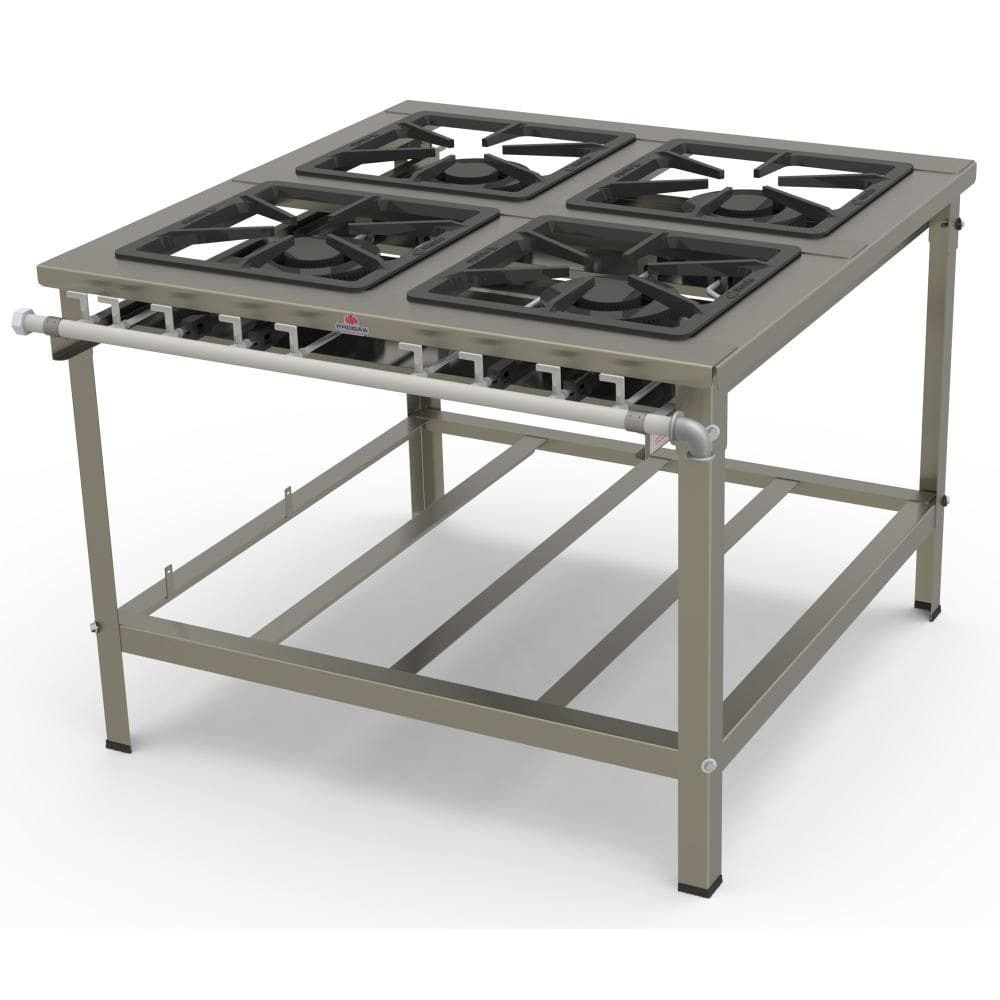 Fogão Inox Ind. 4 Queimadores Duplos Encosto 40×40 Pmdinox-400e Progás