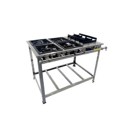 FOGÃO A GÁS EXTRA INOX 5 QUEIMADORES MISTOS 2QS/2QD/1QAR ESP FORNO - VENANCIO