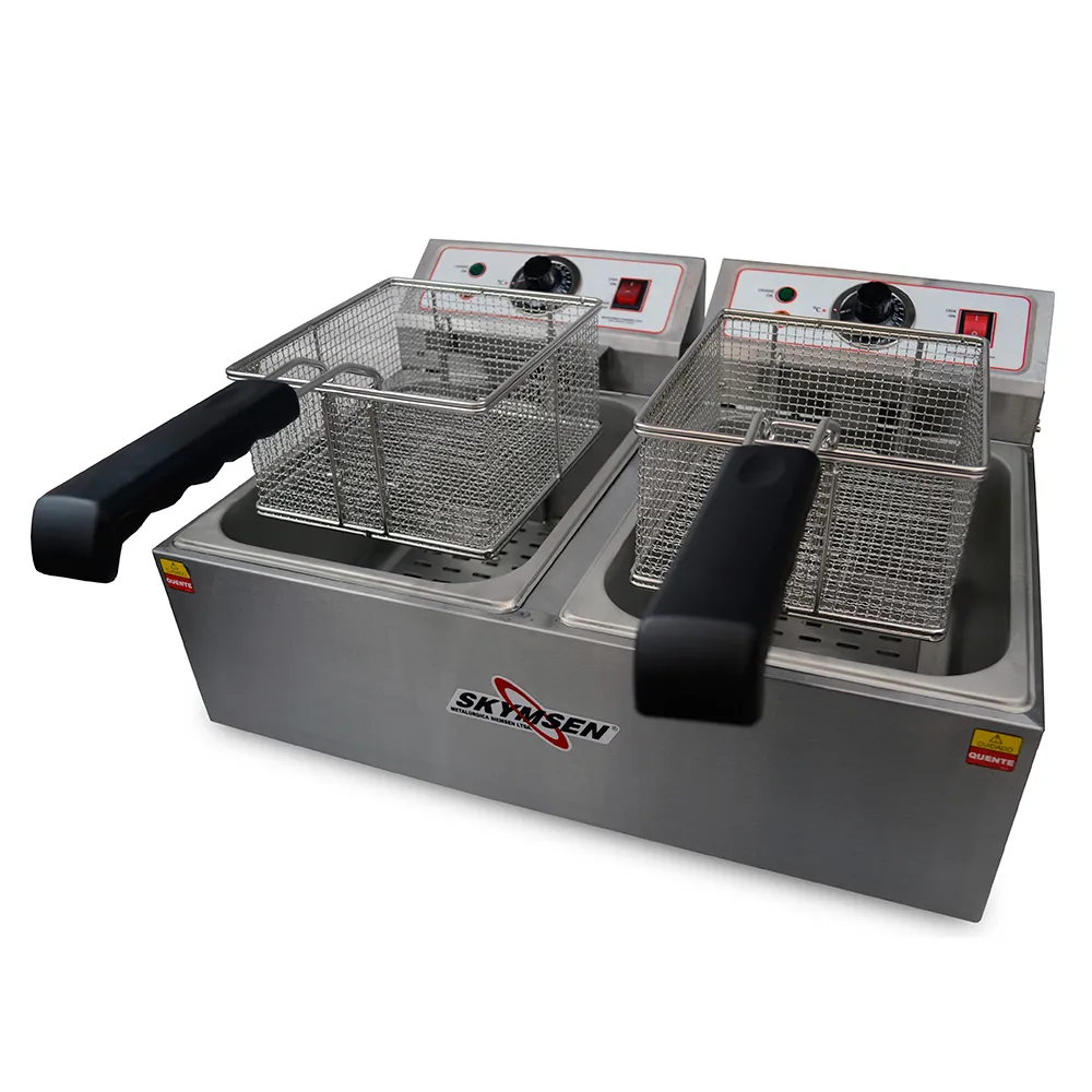 Fritadeira Elétrica 2 Cubas de 5 Litros FED-20-N Inox 220v Skymsen