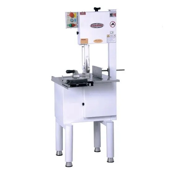 Serra Fita de Coluna 2,20 m AÇO INOX 3/4 Hp Lâm. 5/8 Mesa Móvel BM 33 NR