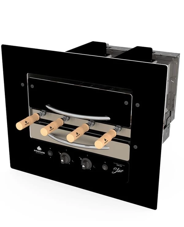 Forno Assador Rotativo Industrial De Embutir PRR-040G STAR - Gás Baixa Pressão 4 Espetos Queimador Infravermelho - Progás