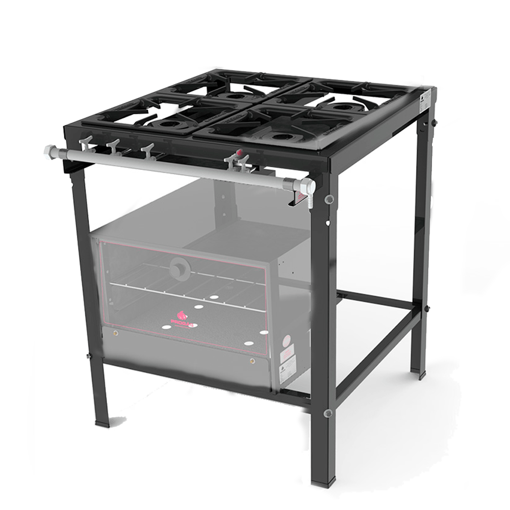 Fogão Industrial Alta Pressão PMSA-400F Sem Forno e Sem Chapa - 4 Queimadores Simples c/ Registro pra Forno- Progás