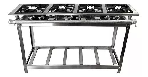 FOGÃO A GÁS MAXI INOX 4 QUEIMADORES DUPLOS LINHA ESP FORNO - vENANCIO
