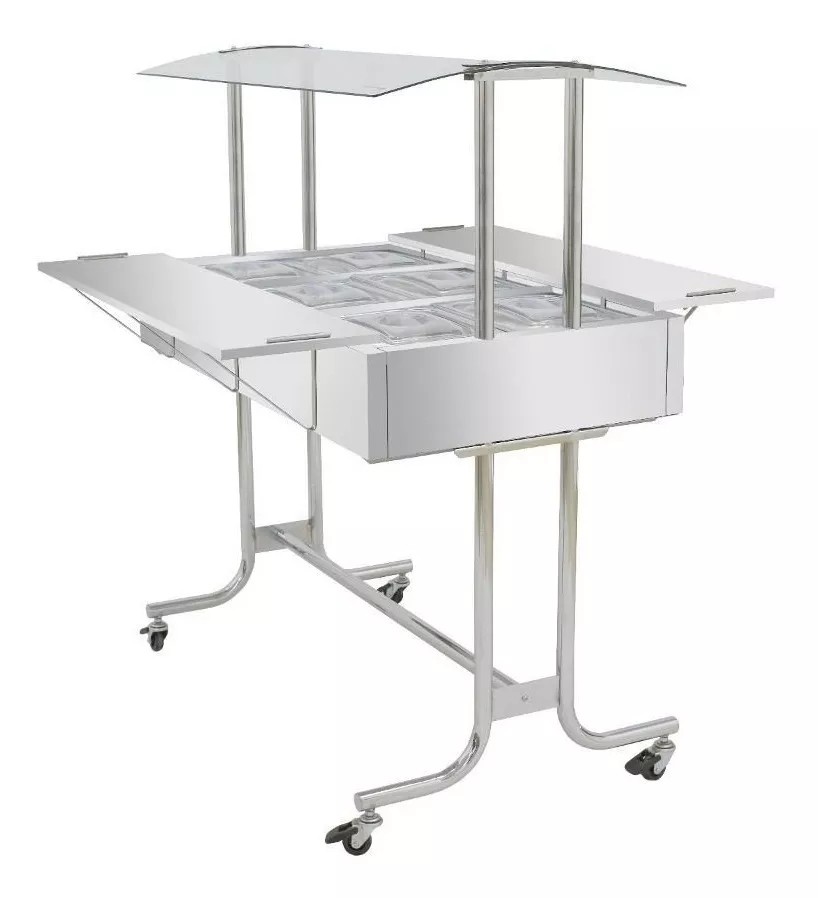 ESTUFA DE ALIMENTO MASTER P/ 6 CUBAS GELOX PÉ PADRÃO COM PLATIBANDA - SEM CUBAS E TAMPAS - VENANCIO