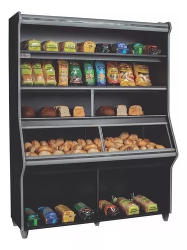 Vitrine Paes 1,40m Preta Passa Pao Fenix VF 006 V Frilux
