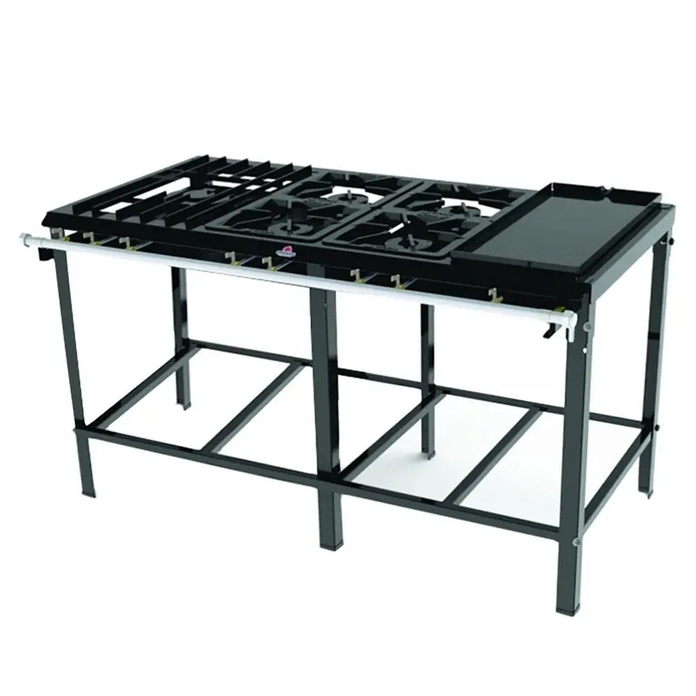 Fogão Industrial a Gás Baixa Pressão PMS-510 FCH Progás 5 Bocas com Chapa