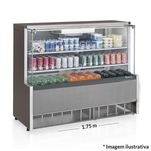 VITRINE REFRIGERADA AR FORÇADO 1730mm- ILUMINAÇÃO LED - VIDROS AQUECIDOS GPFA-175 A TI