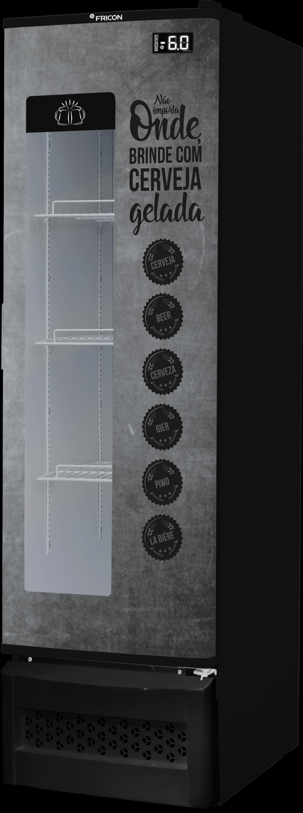 Cervejeira Slim 4 Cxs - Porta Chapa c/ visor - Adesivada ou branca - 284 litros