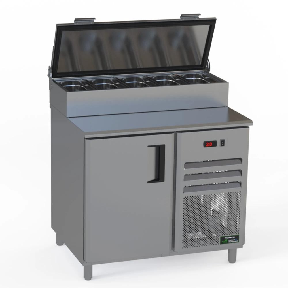 BALCAO SERVICO REFRIGERADO 1000 CONDIMENTADORA PRIME EXT INOX/INT ALUZ LISO S/ ESP COND SOBREPOSTA - VENANCIO