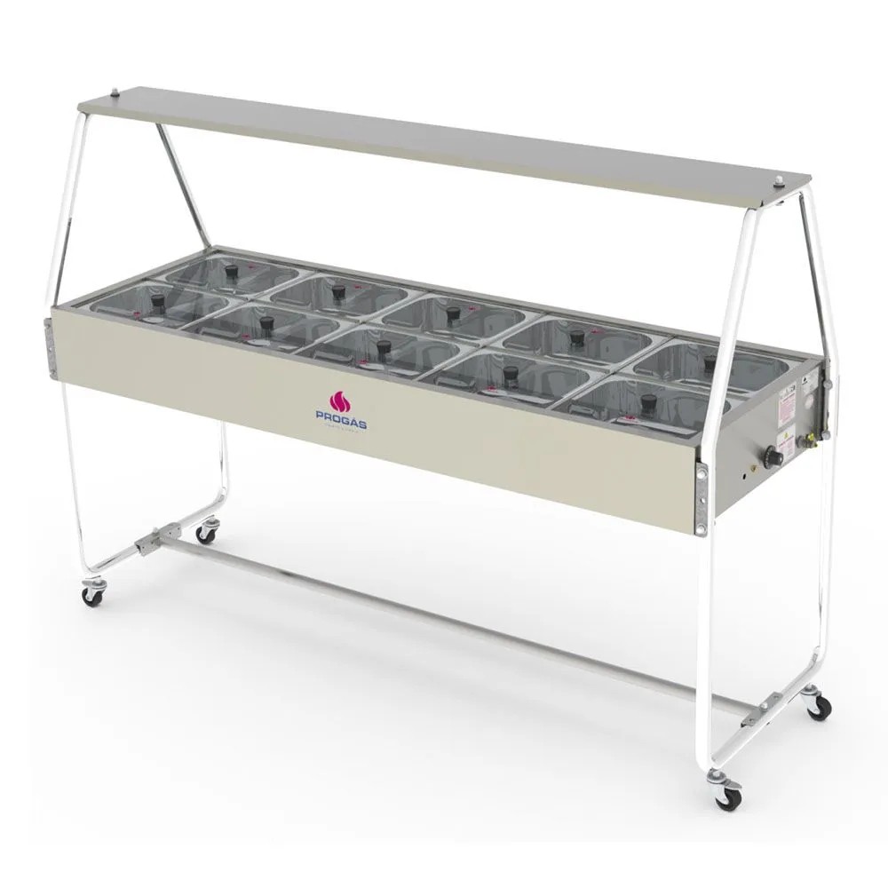 Buffet Térmico 10 Cubas Progás Tampas de Vidro PRB-10GN