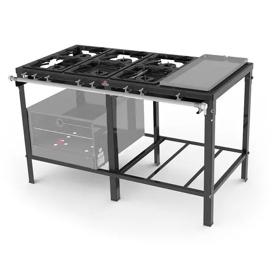 Fogão Industrial Alta Pressão PMSA-600F Sem Forno e Sem Chapa - 6 QS c/ Registro pra Forno- Progás