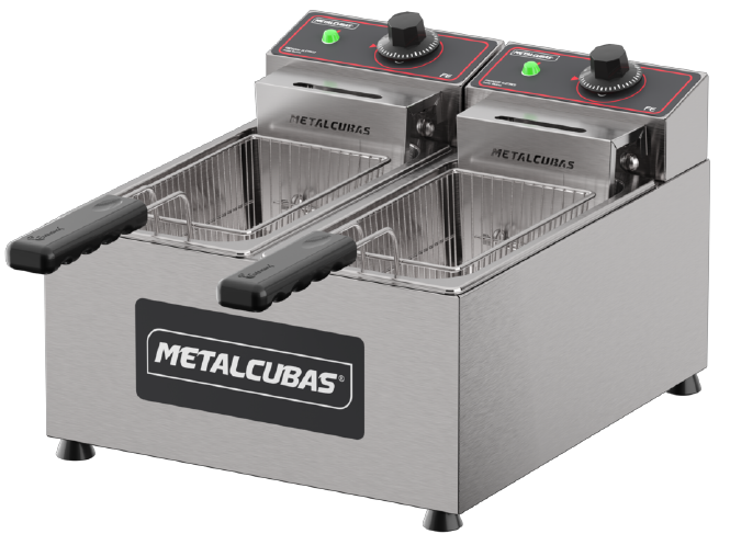 Fritador Elétrico 6 litros 2 cuba 1/3 - FE 2 C- METALCUBAS