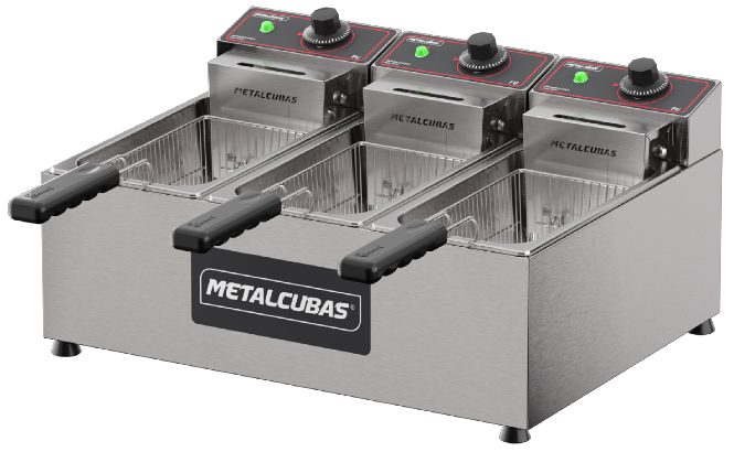 Fritador Elétrico 9 litros 3 cuba 1/3 - FE 3 C-  METALCUBAS