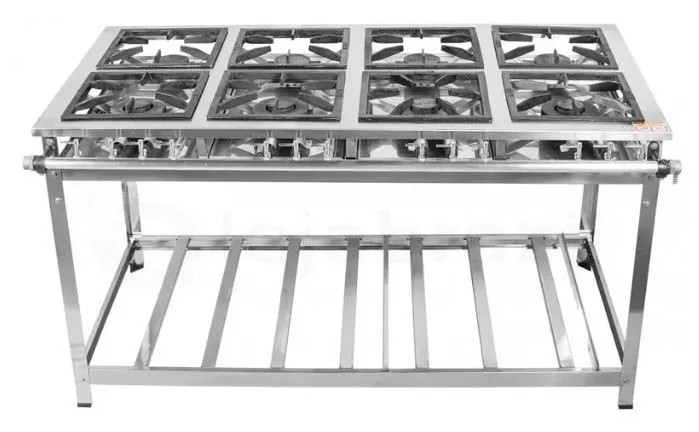 FOGÃO A GÁS VULCÃO ALTA PRESSÃO INOX 8 QUEIMADORES - VENANCIO
