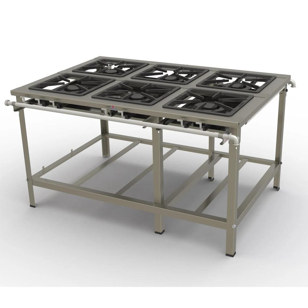 Fogão Progás Inox 6 Queimadores Duplos PMDINOX-600F