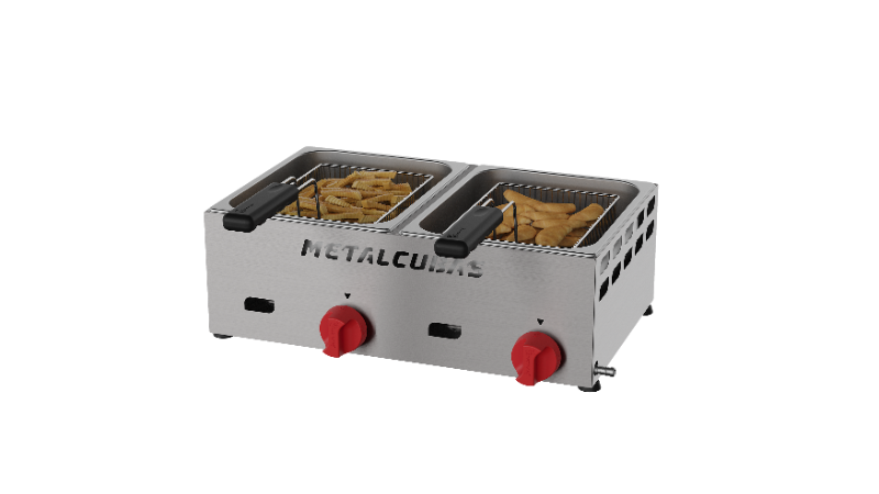 Fritador À Gás 2 cubas - 10 cm - baixa pressão - 6 litros - FRCG 06 BP-  METALCUBAS