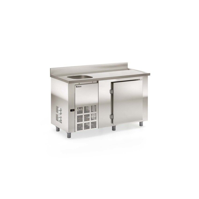 BALCÃO REFRIGERADO DE ENCOSTO - 	1500mm- REVESTIMENTO EXTERNO AI 430 e TAMPO AI 304 - GBFE-150 CE AI