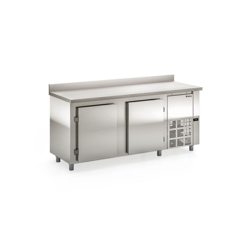 BALCÃO REFRIGERADO DE ENCOSTO - 2000mm- REVESTIMENTO EXTERNO AI 430 e TAMPO AI 304 -GBFE-200 AI