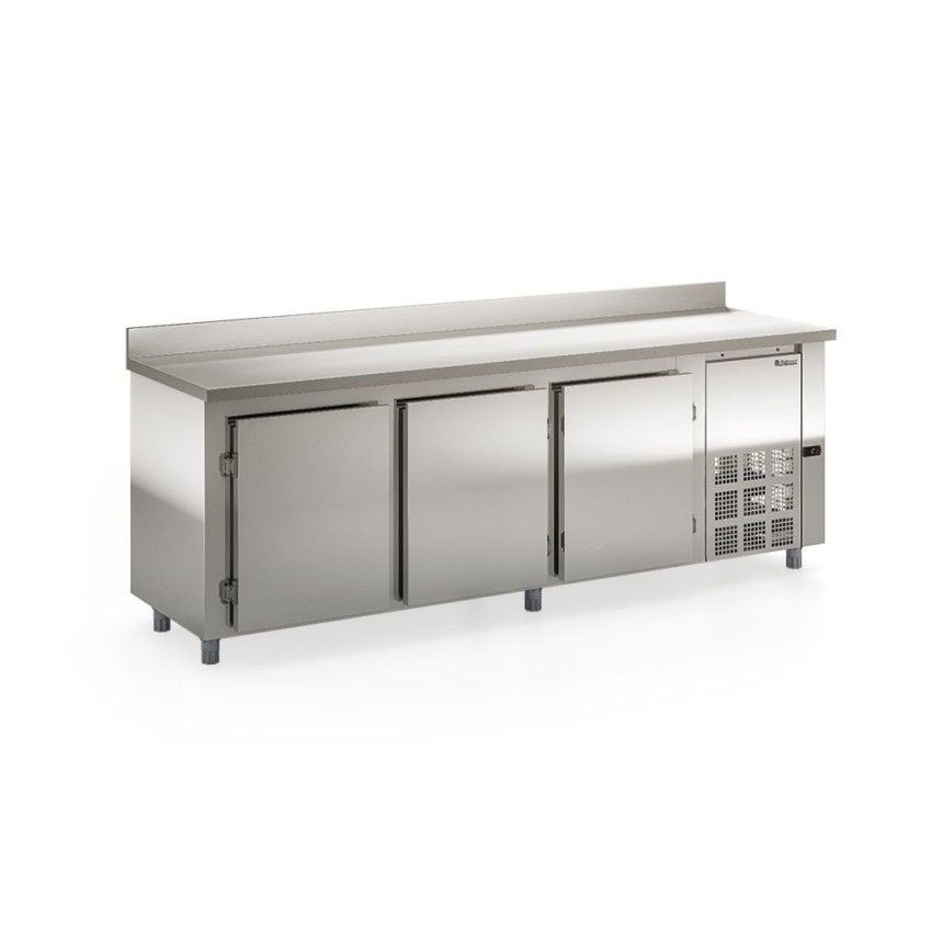 BALCÃO REFRIGERADO DE ENCOSTO - 2500mm- REVESTIMENTO EXTERNO AI 430 e TAMPO AI 304 -GBFE-250 AI